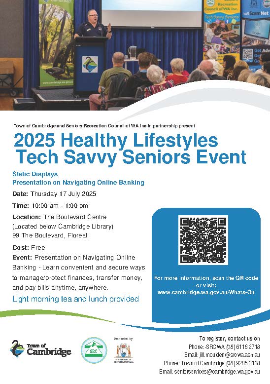SRCWA & Town of Cambridge 2025Healthy Lifestyles Tech Savvy Seniors Event SRCWA & Town of Cambridge 2025Healthy Lifestyles Tech Savvy Seniors Event